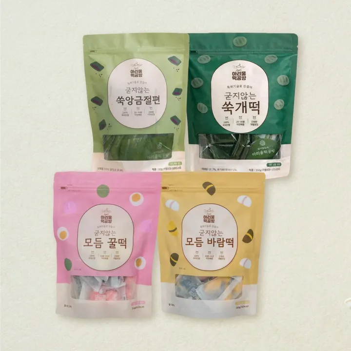 아리울떡공방 굳지않는 떡 350g 4종 SET 2(꿀떡, 바람떡, 쑥개떡, 쑥앙금절편)
