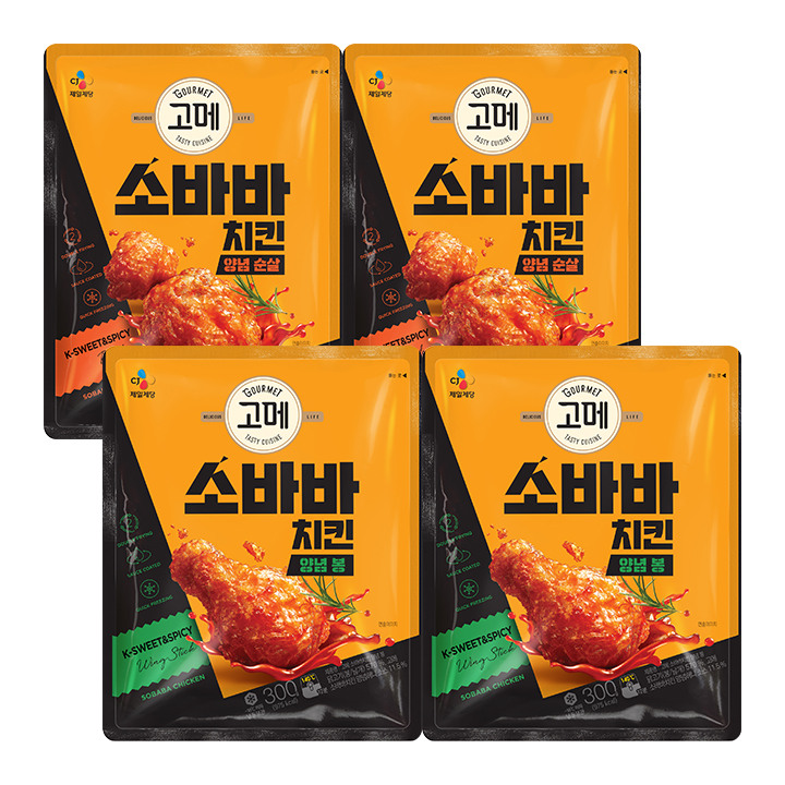 [양념치킨세트]고메 소바바치킨 양념 봉 300g x 2개+양념 순살 375g x 2개