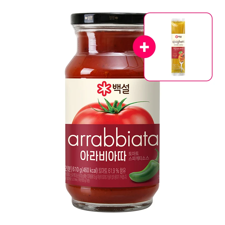 백설 아라비아따 토마토스파게티소스 610g+ [사은품]백설 파스타면 250g