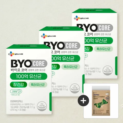 [크리넥스 사은품세트]바이오코어 100억 유산균 30캡슐X3개(3개월)