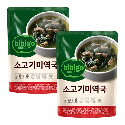 [500개한정]비비고 소고기 미역국 500gX2개