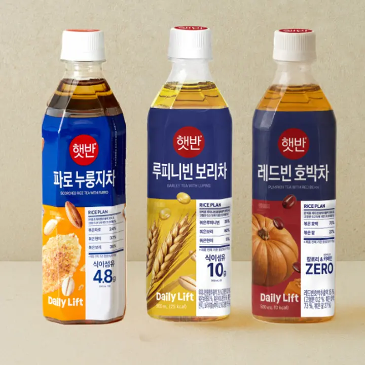 [곡물차 SET] 햇반 파로 누룽지차 500mlX6개+루피니빈보리차 500mlX6개+레드빈호박차 500mlX6개