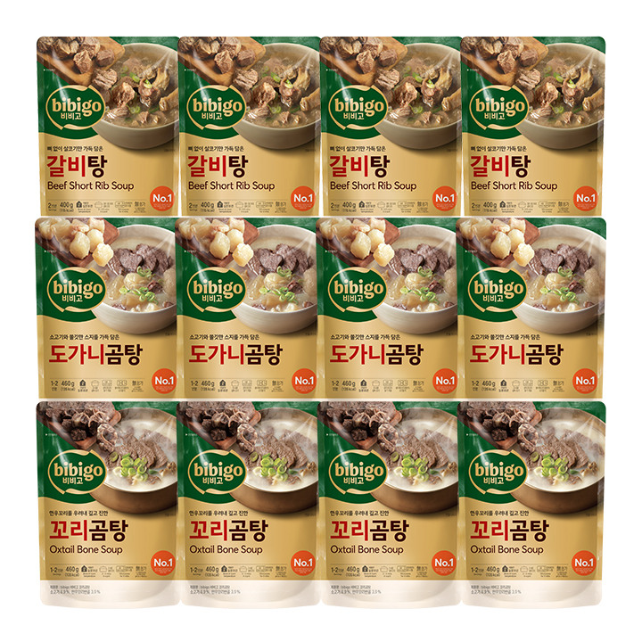 [CJ더마켓] [보양세트]비비고 갈비탕 400gX4개+도가니곰탕 460gX4개+꼬리곰탕 460gX4개(총12개)