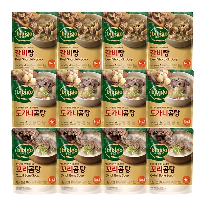 [무료배송]비비고 갈비탕 400g+도가니곰탕 460g+꼬리곰탕 460g 각 4개씩 (총 12개)