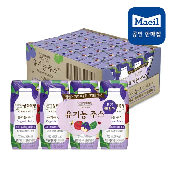 상하목장 유기농주스 사과블루베리케일 125ml 24팩