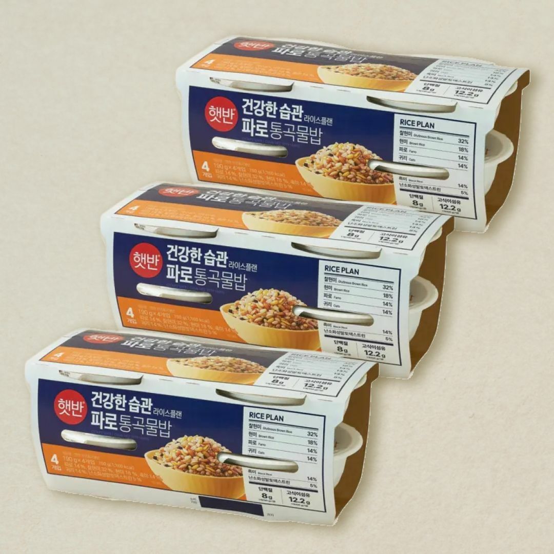 [CJ더마켓] 햇반 라이스플랜 파로통곡물밥 190gX4개X3개(총 12개)