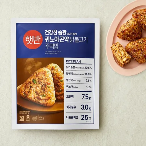 [1+1] 햇반 퀴노아곤약 닭불고기주먹밥 400g