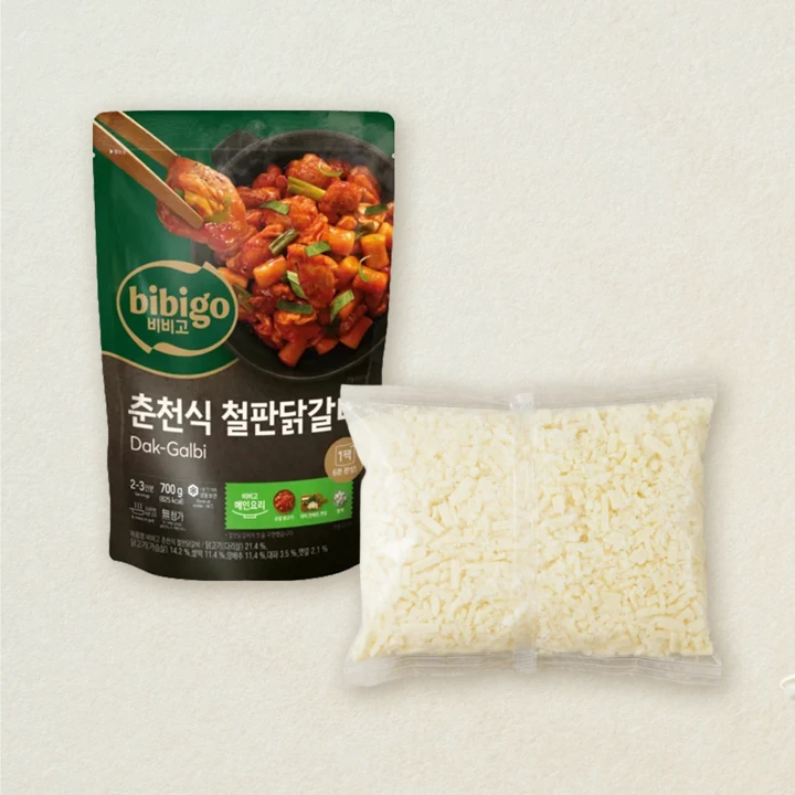 비비고 춘천식철판닭갈비 700gX1개+프레시원 냉동피자치즈 1kgX1개