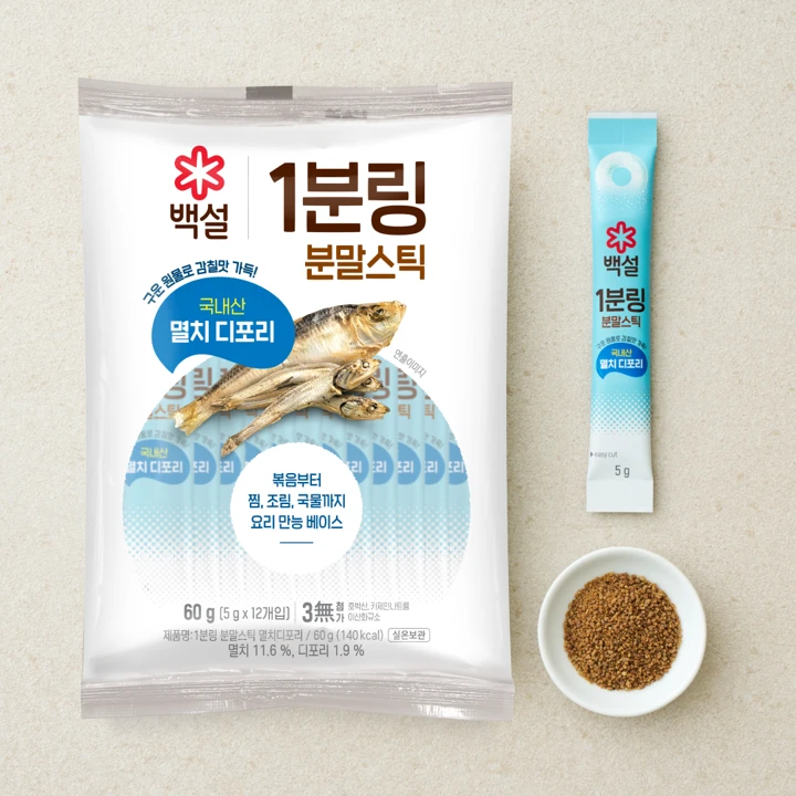 백설 1분링 분말스틱 멸치디포리 60G