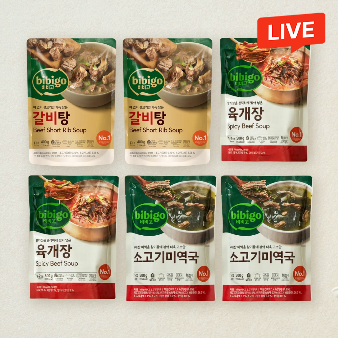 [CJ더마켓] 비비고육개장500gX2개+갈비탕400gX2개+소고기미역국500gX2개(총 6개)