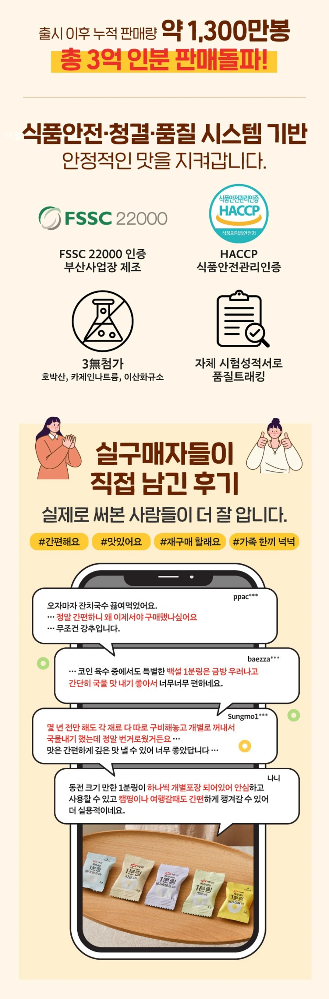 백설 요리에는 1분링 꽃게와 보리새우 특징 — FSSC 22000 인증, HACCP 식품안전관리인증, 호박산 카제인나트륨 이산화규소 3무첨가