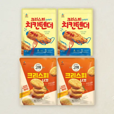 [무료배송]CJ크리스피치킨텐더300gX2개+고메 크리스피너겟 450gX2개 (총 4개)