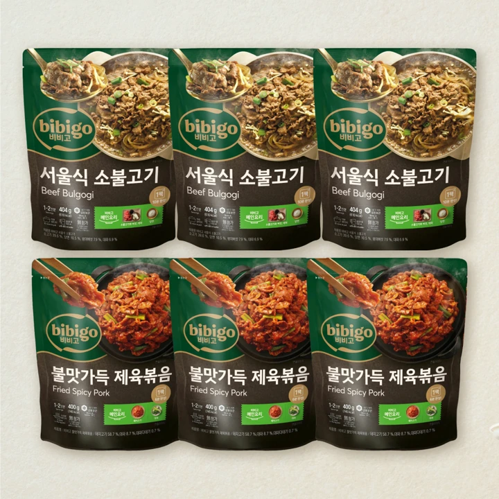 비비고 서울식소불고기404gX3개+불맛가득제육볶음400gX3개