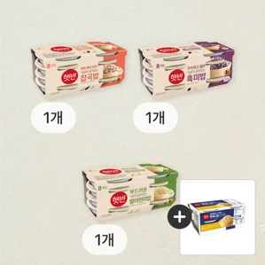 [잡곡밥 세트]햇반 발아현미 210g, 8개+잡곡밥 210g, 8개+흑미밥 210g, 8개 (총24개)+루피니빈 190g, 4번들 증정