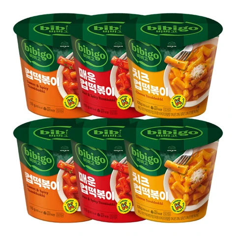 비비고 컵떡볶이 110g x 2개 + 비비고 치즈 컵떡볶이108g x 2개 + 비비고 매운 컵떡볶이110g x 2개