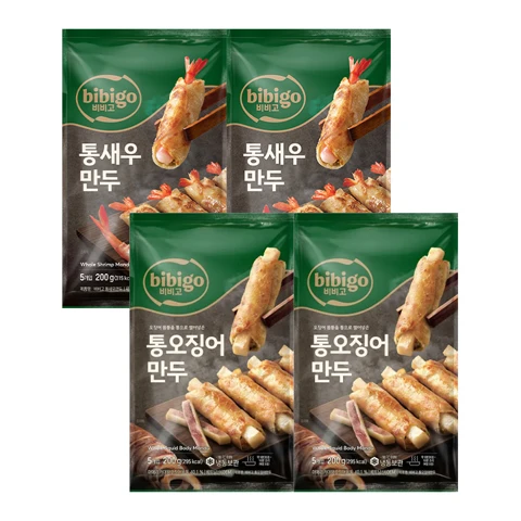 [500개한정]비비고 통새우만두 200gX2개+비비고 통오징어만두200gX2개