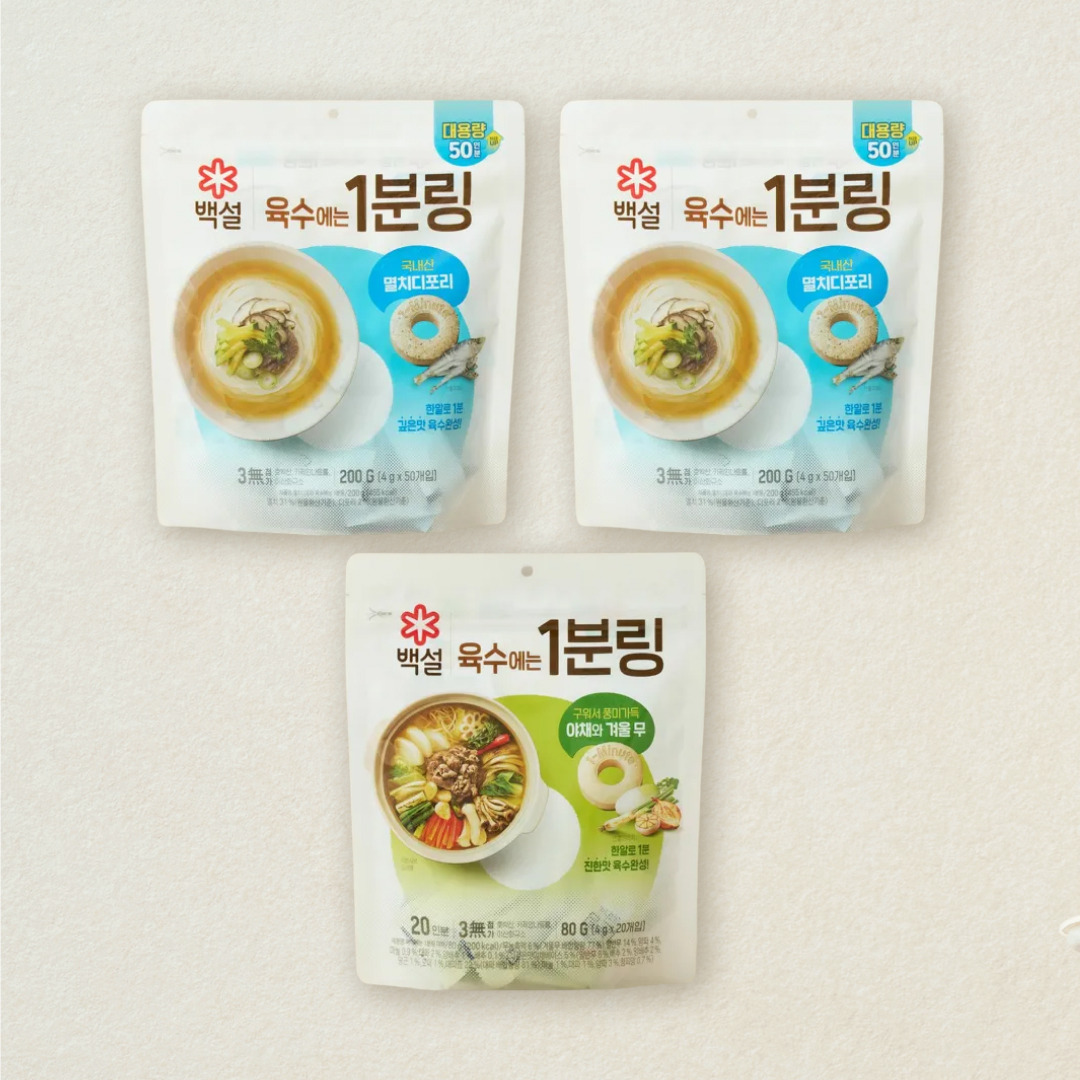 [CJ더마켓] 백설 1분링 멸치디포리 200gX2개+야채 80g (총 3개)