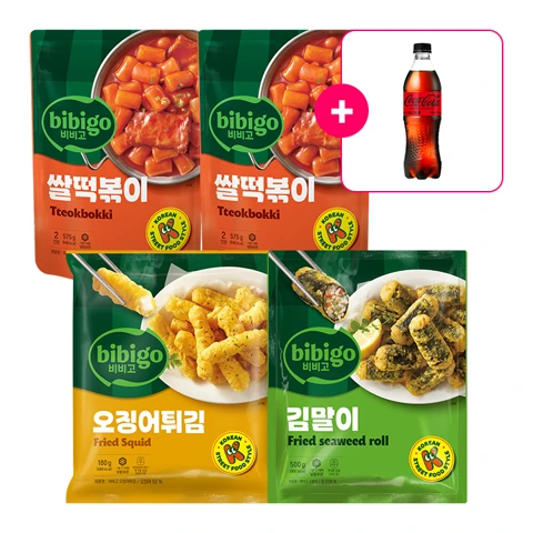 [사은품] 코카-콜라 제로 PET500ml+비비고 쌀떡볶이 575gX2개+비비고 오징어튀김 180g+비비고 김말이 500g