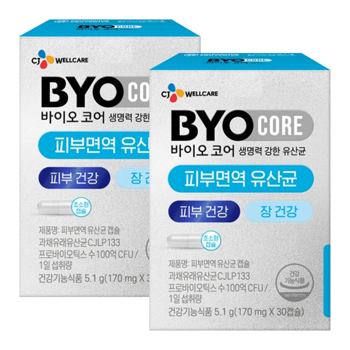 바이오코어 피부면역 유산균 30캡슐(1개월)X2개