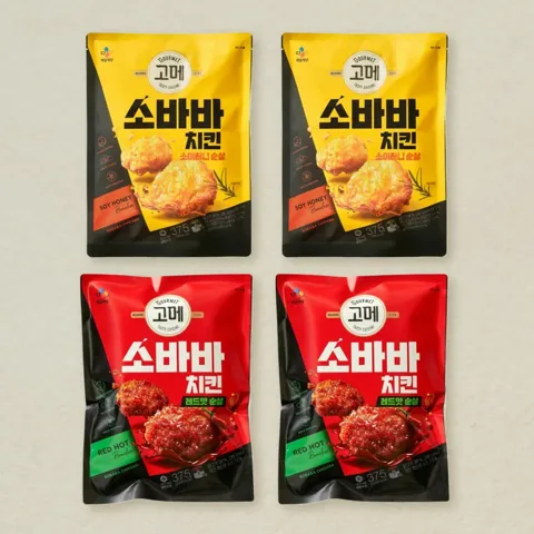 [맵달치킨세트]고메 소바바치킨 소이허니 순살X2개+레드핫순살375gX2개 총 4개