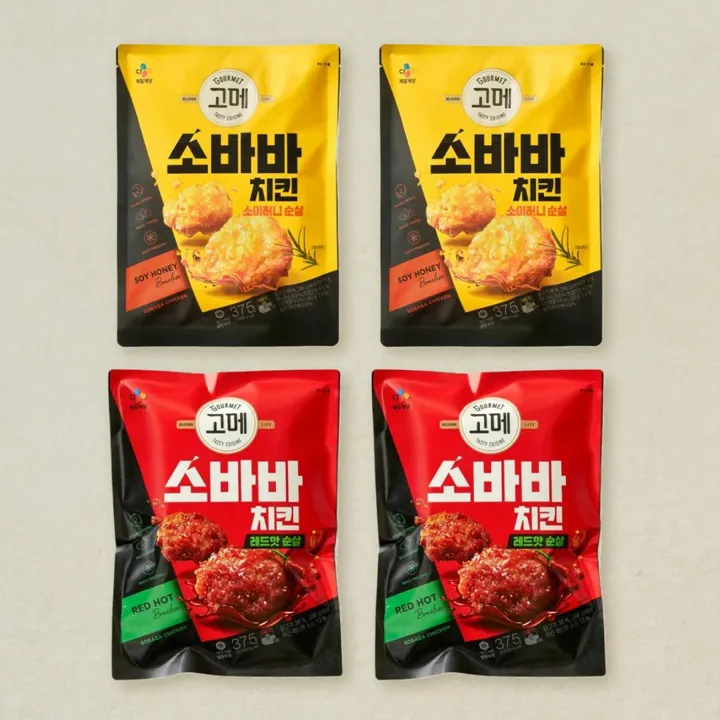 [무료배송]고메 소바바치킨 소이허니 순살X2개+레드핫순살375gX2개 (총 4개)