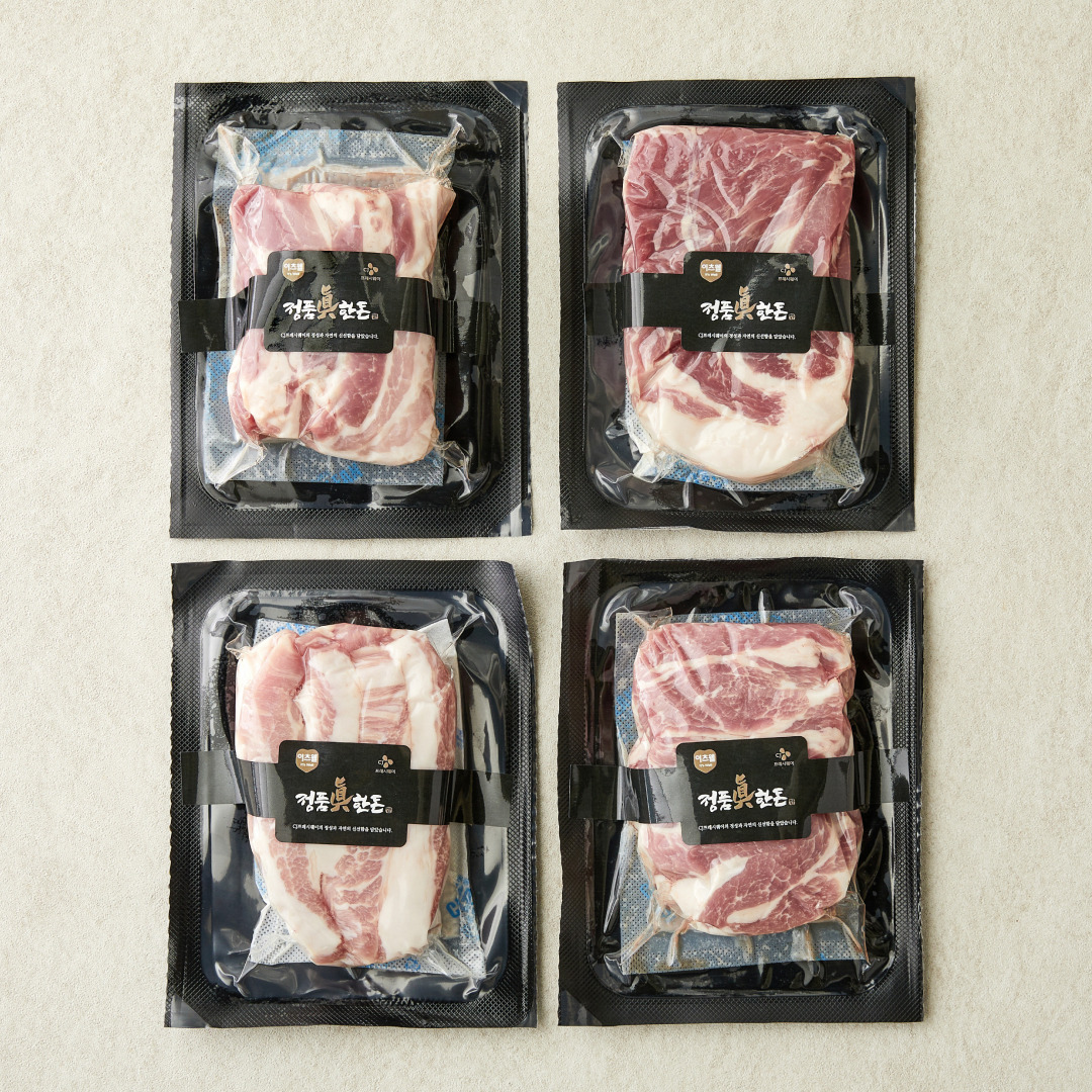 [CJ더마켓] 정품진 한돈 삼겹+목살+항정+등심덧살(각 300g 총 1.2kg)