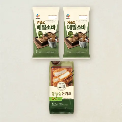 CJ 가쓰오메밀소바 1,140g(4인분)X2개+고메 통등심 돈카츠 450g