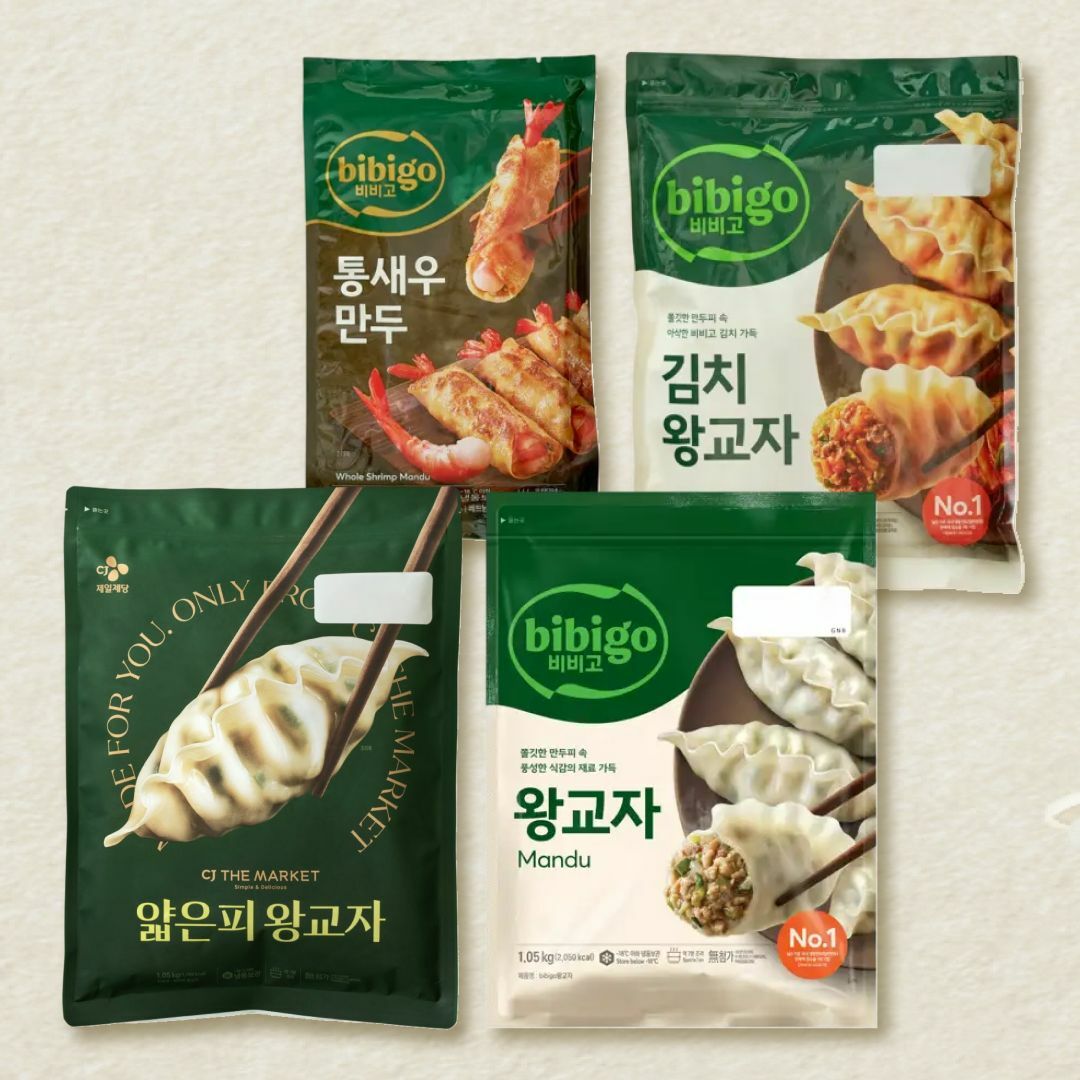 [CJ더마켓] [비비고인기만두SET] 왕교자 1.05kg+김치왕교자 1.05kg+얇은피 왕교자 1.05kg+통새우만두 200g