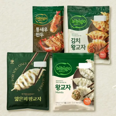 [비비고인기만두SET] 왕교자 1.05kg+김치왕교자 1.05kg+얇은피 왕교자 1.05kg+통새우만두 200g