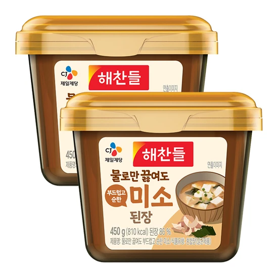 해찬들 물로만 끓여도 부드럽고 순한 미소된장 450g X 2개