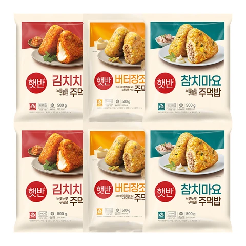 [300개한정]햇반 김치치즈주먹밥 500gX2개+햇반 버터장조림주먹밥 500gX2개+햇반 참치마요주먹밥 500gX2개