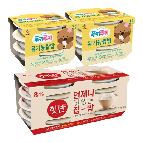 [우리가족 일주일팩]푸키루키 유기농쌀밥 130gX6개+햇반 210gX8개