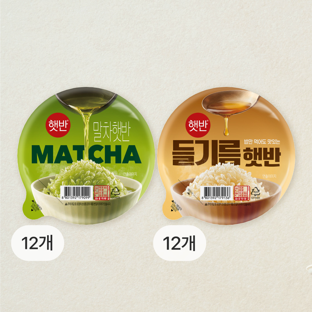 [SNS HOT템]햇반 말차햇반150gX12개+들기름햇반200gX12개(총 24개)