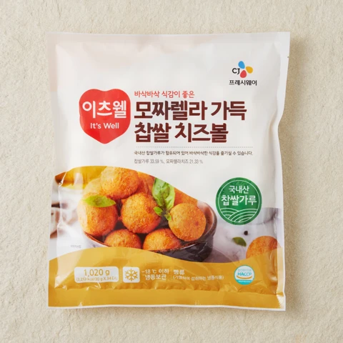 이츠웰 모짜렐라찹쌀치즈볼1.02kg