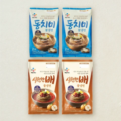 [무료배송]동치미물냉면 2인분 908gX2개+시원한배물냉면 2인분 970gX2개 (총 4개)