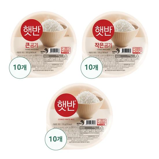 햇반 백미 실속 SET 30개(큰공기300G X10 +백미210G X 10 + 작은공기 130G X 10)