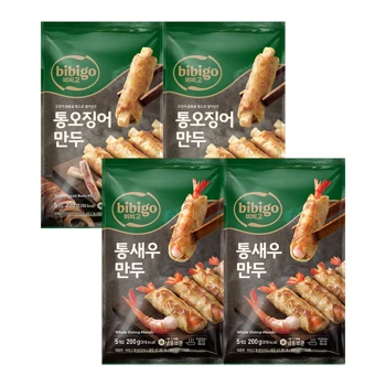 [통새우+통오징어세트]비비고 통새우만두 200g x 2개+비비고 통오징어만두 200g x 2개