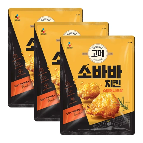[고메 소바바치킨] 소이허니 순살 375g X 3개