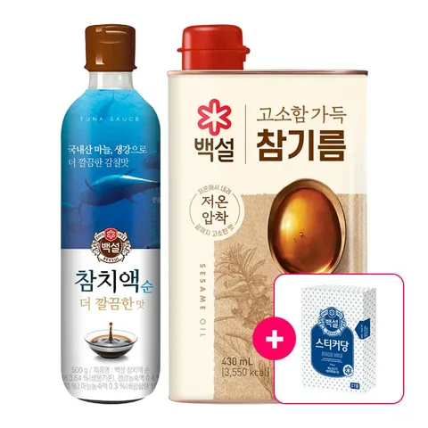 [백설EVENT] 고소함가득참기름 430ml x1개+참치액 순더깔끔한맛 500g x1개