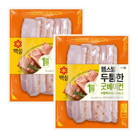 [600개한정]백설 햄스빌두툼한굿베이컨340gX2개