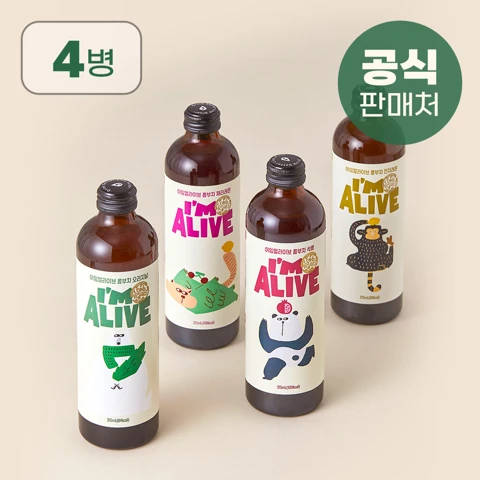 아임얼라이브 콤부차 혼합 315ml 4병 (각 1병씩)