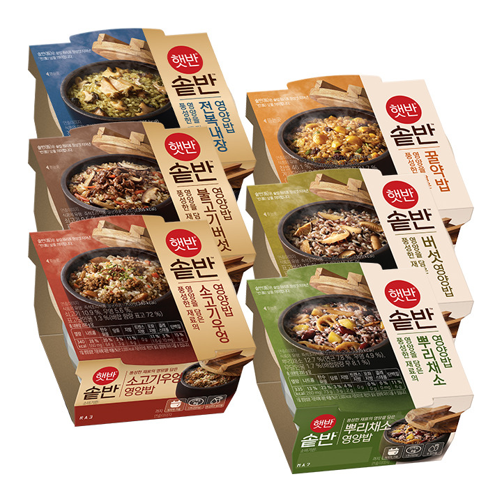 [솥반 맛보기팩]전복내장영양밥 +불고기버섯영양밥+소고기우엉영양밥+꿀약밥+버섯영양밥+뿌리채소영양밥