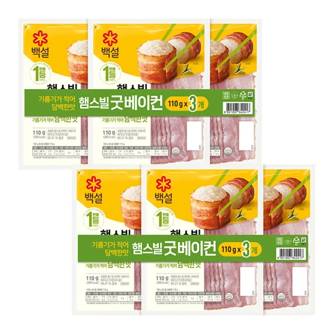 [130개한정]백설 햄스빌 굿베이컨 110g*3번들X2개