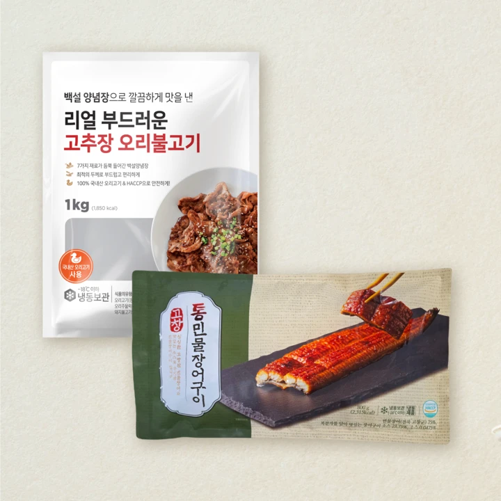 크레잇 리얼 부드러운 고추장 오리불고기1kgX1개+고창 통 민물장어구이 800g (4-6미)X1개