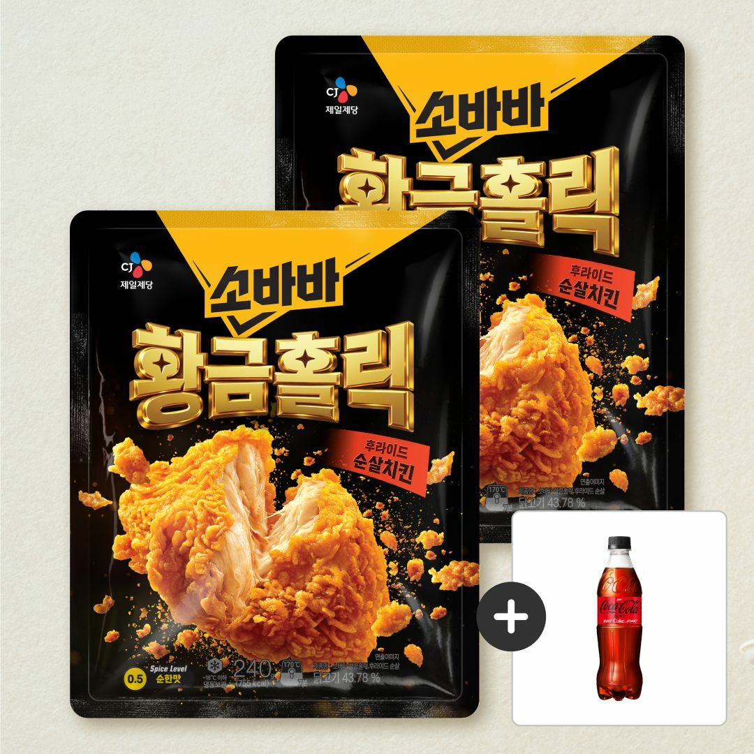 [CJ더마켓] [레귤러 세트] 소바바 황홀 순살 375GX2개+[사은품]코카-콜라 제로 500ml