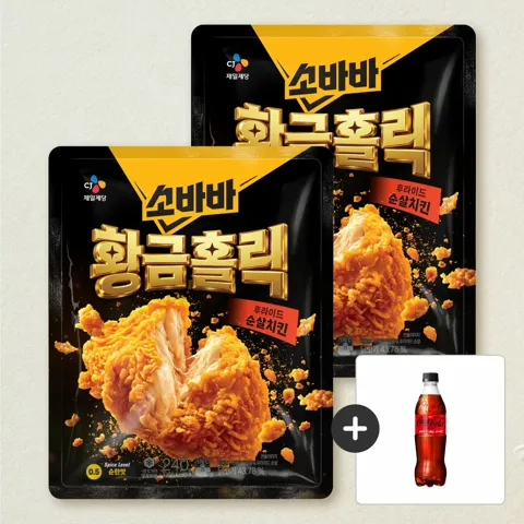 [레귤러 세트] 소바바 황홀 순살 375GX2개+[사은품]코카-콜라 제로 500ml