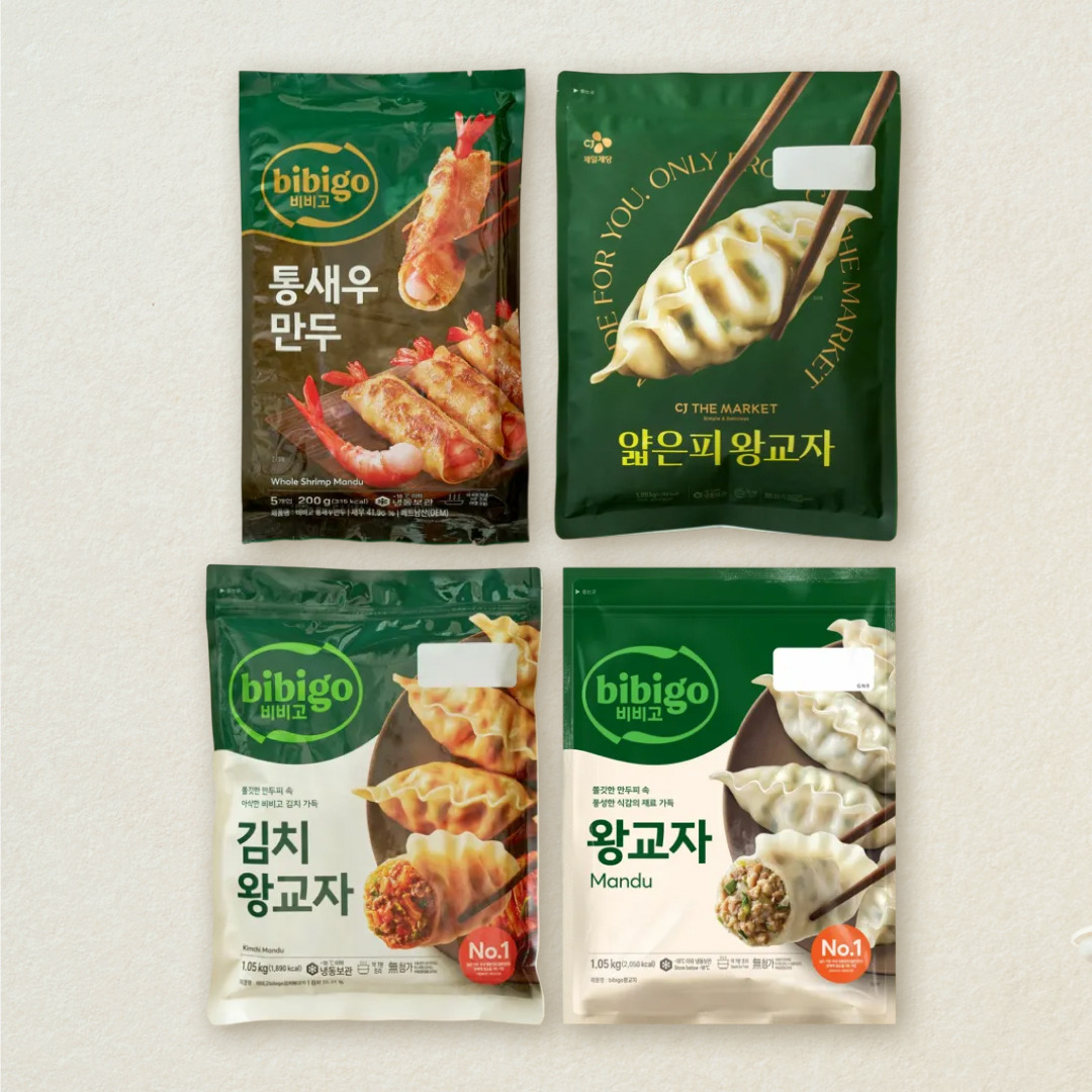 [CJ더마켓] 왕교자 1.05kg+얇은피 1.05kg+김치 왕교자 1.05kg+통새우만두 200g (총 4개)