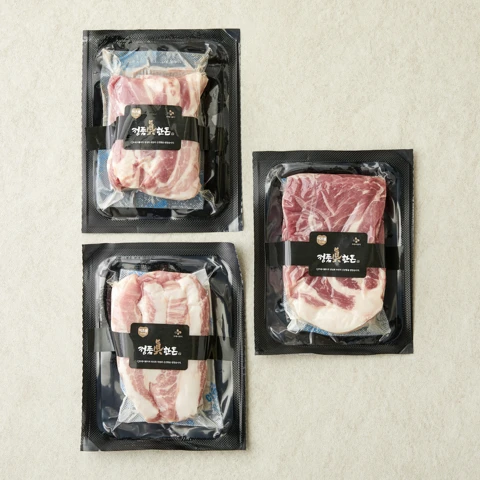 정품진 한돈 삼겹살+목심살+항정살 (각 300g 총 900g)