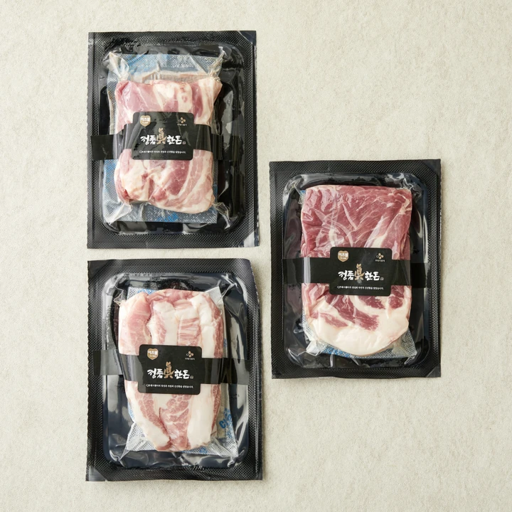 정품진 한돈 삼겹살+목심살+항정살 (각 300g 총 900g)