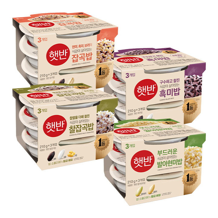 햇반 3입 실속 4종 SET(발아현미밥210GX3+잡곡밥210GX3+찰잡곡밥210GX3+흑미밥210GX3) | 상품상세 | CJ ...